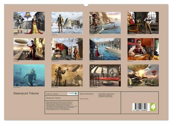 Produktbild: Steampunk Tr&auml;ume (hochwertiger Premium Wandkalender 2026 DIN A2 quer), Kunstdruck in Hochglanz