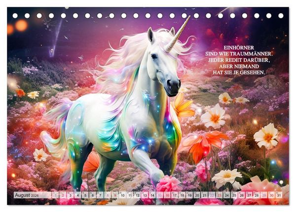 Produktbild: Einhorn und coole Spr&uuml;che (Tischkalender 2026 DIN A5 quer), CALVENDO Monatskalender