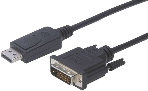 Digitus DisplayPort / DVI Adapterkabel DisplayPort Stecker, DVI-D 24+1pol. Stecker 2.00 m Schwarz DB-340301-020-S Rund, 