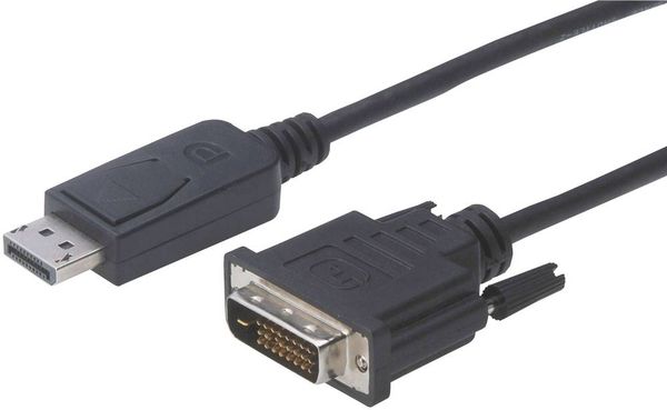Digitus DisplayPort / DVI Adapterkabel DisplayPort Stecker, DVI-D 24+1pol. Stecker 2.00m Schwarz DB-340301-020-S Rund, d