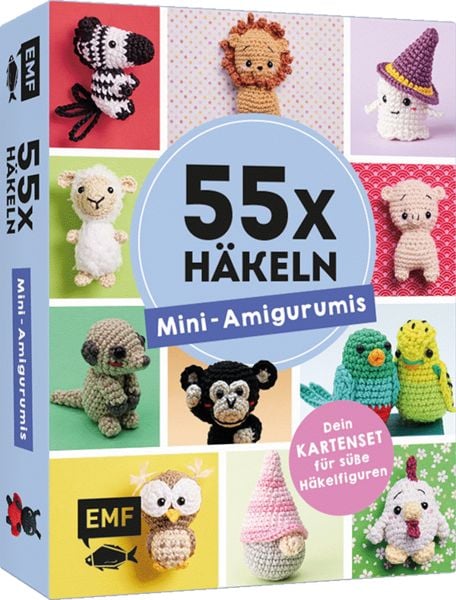 Produktbild: 55 x h&auml;keln &ndash; Mini-Amigurumis: Dein Kartenset von Wellensittich bis Wichtel
