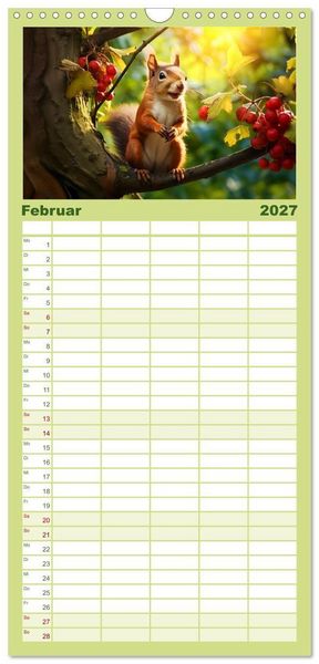 Produktbild: Familienplaner 2027 - Wilde Nachbarn - Tierisches Treiben im Gartenparadies! mit 5 Spalten (Wandkalender, 21 x 45 cm) CALVENDO