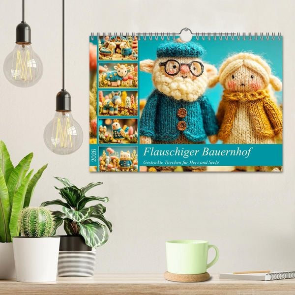Produktbild: Flauschiger Bauernhof. Gestrickte Tierchen f&uuml;r Herz und Seele (Wandkalender 2026 DIN A4 quer), CALVENDO Monatskalender