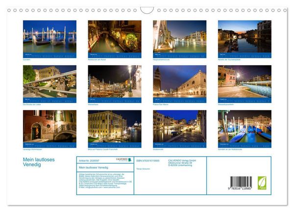 Produktbild: Mein lautloses Venedig (Wandkalender 2026 DIN A3 quer), CALVENDO Monatskalender