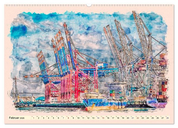 Produktbild: Hamburg - malerische Metropole (Wandkalender 2026 DIN A2 quer), CALVENDO Monatskalender