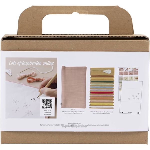 Produktbild: Creativ Company DIY Sets Sticken & Nadelstanzen Mini Kreativ Set Sticken, Staubros&eacute;, Clutch, Kreativ Box