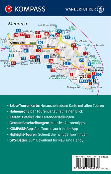 Produktbild: KOMPASS Wanderf&uuml;hrer Menorca, 45 Touren mit Extra-Tourenkarte