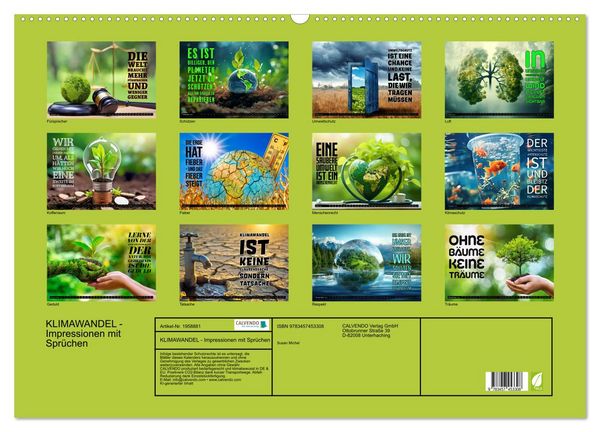 Produktbild: KLIMAWANDEL - Impressionen mit Spr&uuml;chen (Wandkalender 2026 DIN A2 quer), CALVENDO Monatskalender