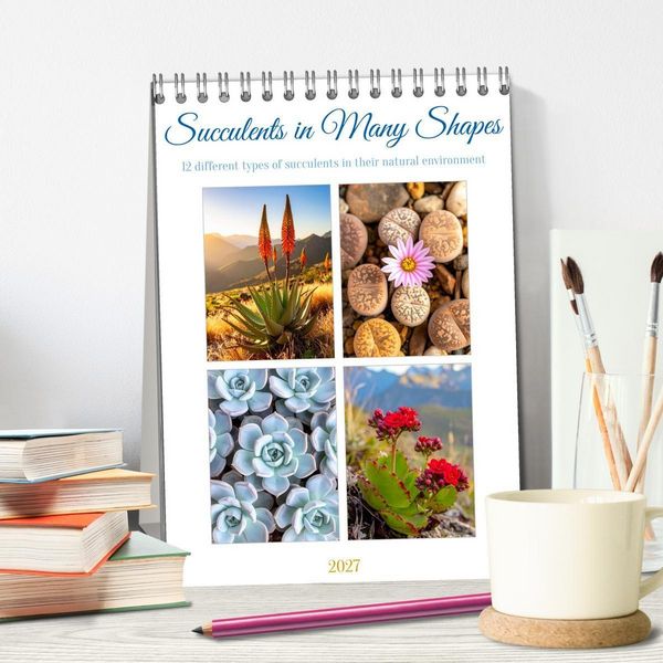 Produktbild: Succulents in Many Shapes (Desk Calendar 2027 DIN A5 portrait), CALVENDO 12 Month DeskCalendar