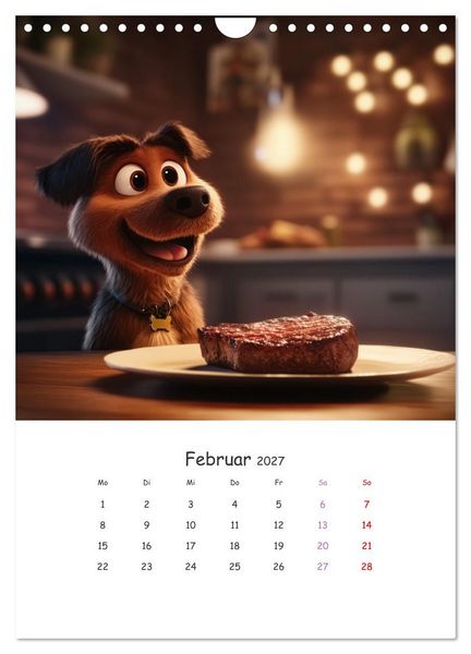 Produktbild: Fellnasen am K&uuml;chentisch - 12 KI-Motive mit Hunden (Wandkalender 2027 DIN A4 hoch), CALVENDO Monatskalender