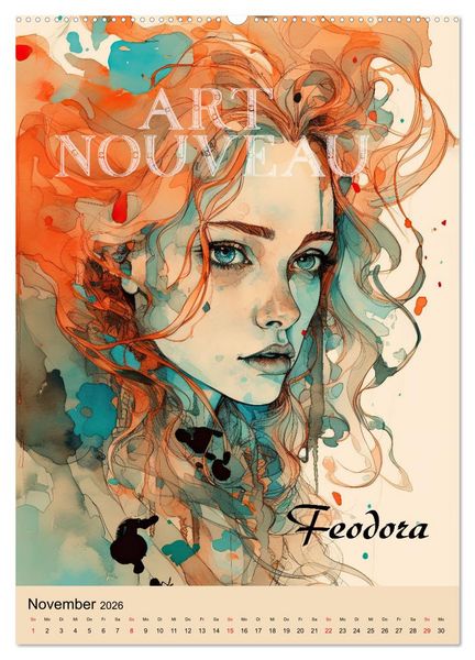 Produktbild: Art Nouveau - Galerie der Sch&ouml;nheiten (hochwertiger Premium Wandkalender 2026 DIN A2 hoch), Kunstdruck in Hochglanz