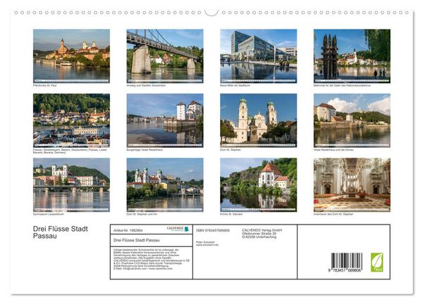 Produktbild: Drei Fl&uuml;sse Stadt Passau (hochwertiger Premium Wandkalender 2026 DIN A2 quer), Kunstdruck in Hochglanz