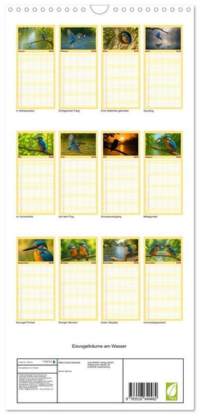Produktbild: Familienplaner 2026 - Eisvogeltr&auml;ume am Wasser mit 5 Spalten (Wandkalender, 21 x 45 cm) CALVENDO