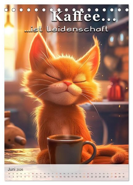 Produktbild: Kaffee-Katzen (Tischkalender 2026 DIN A5 hoch), CALVENDO Monatskalender