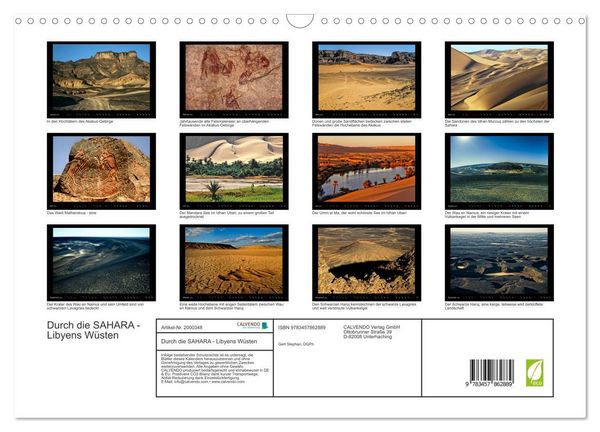 Produktbild: Durch die SAHARA - Libyens W&uuml;sten (Wandkalender 2026 DIN A3 quer), CALVENDO Monatskalender