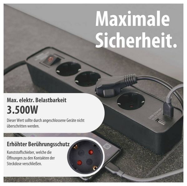 Produktbild: Brennenstuhl 1153240006 Steckdosenleiste mit Schalter 4fach Schwarz Schutzkontakt 1 St.