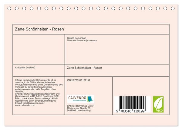 Produktbild: Zarte Sch&ouml;nheiten - Rosen (Tischkalender 2026 DIN A5 quer), CALVENDO Monatskalender
