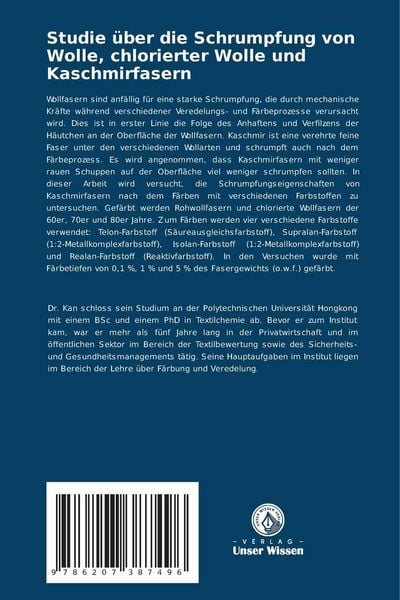 Produktbild: Studie &uuml;ber die Schrumpfung von Wolle, chlorierter Wolle und Kaschmirfasern