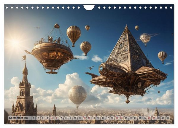 Produktbild: Steampunk - fantastische Flugger&auml;te (Wandkalender 2026 DIN A4 quer), CALVENDO Monatskalender