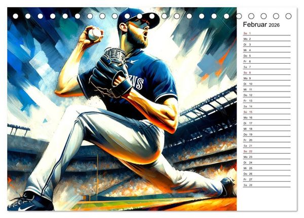 Produktbild: Baseball Acryl - Zwischen Realit&auml;t und KI Visionen (Tischkalender 2026 DIN A5 quer), CALVENDO Monatskalender