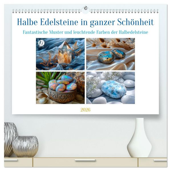 Produktbild: Halbe Edelsteine in ganzer Sch&ouml;nheit (hochwertiger Premium Wandkalender 2026 DIN A2 quer), Kunstdruck in Hochglanz