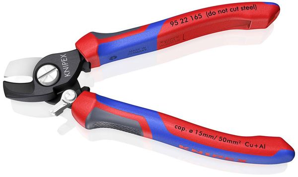 Produktbild: Knipex 95 22 165 Kabelschere Geeignet f&uuml;r (Abisoliertechnik) Alu- und Kupferkabel, ein- und mehrdr&auml;htig 15 mm 50 mm&sup2; 0