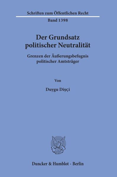 Produktbild: Der Grundsatz politischer Neutralit&auml;t.