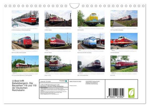 Produktbild: U-Boot trifft Babelsbergerin. Die Baureihen 118 und 119 der Deutschen Reichsbahn (Wandkalender 2026 DIN A4 quer), CALVENDO Monatskalender
