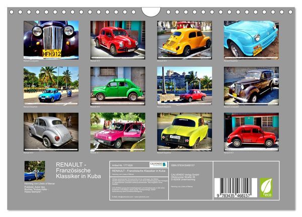 Produktbild: RENAULT - Franz&ouml;sische Klassiker in Kuba (Wandkalender 2025 DIN A4 quer), CALVENDO Monatskalender