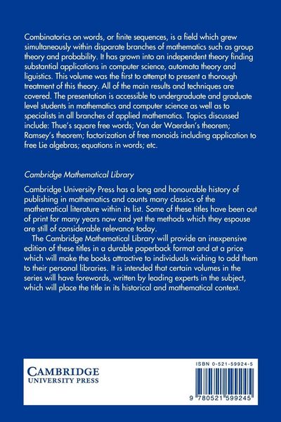 Produktbild: Combinatorics on Words