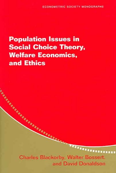Produktbild: Population Issues in Social Choice Theory, Welfare Economics, and Ethics