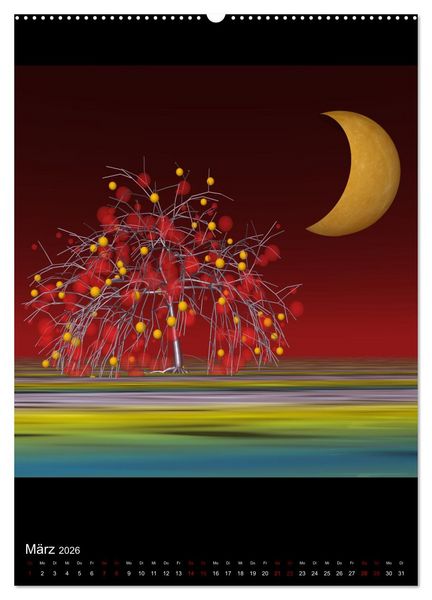 Produktbild: Fantasieb&auml;ume im Mondschein (Wandkalender 2026 DIN A2 hoch), CALVENDO Monatskalender