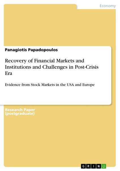 Produktbild: Recovery of Financial Markets and Institutions and Challenges in Post-Crisis Era