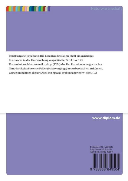 Produktbild: Konstruktion, Bau und Charakterisierung eines Magnet-Proben-Halters f&uuml;r das Elektronen-Mikroskop