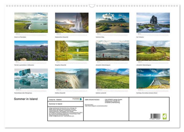 Produktbild: Sommer in Island (Wandkalender 2026 DIN A2 quer), CALVENDO Monatskalender