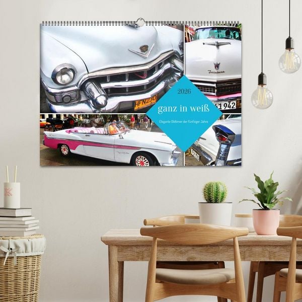 Produktbild: Ganz in Wei&szlig; - Elegante Oldtimer der F&uuml;nfziger Jahre (Wandkalender 2026 DIN A2 quer), CALVENDO Monatskalender