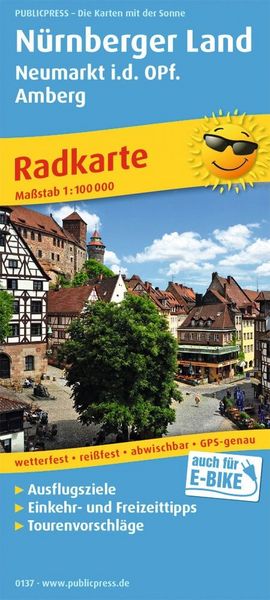 Produktbild: Publicpress Radkarte N&uuml;rnberger Land, Neumarkt i.d.OPf, Amberg 1:100.000