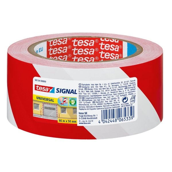TESA Markierungsklebeband Signal Universal, 50 mm x 66 m rot/weiss