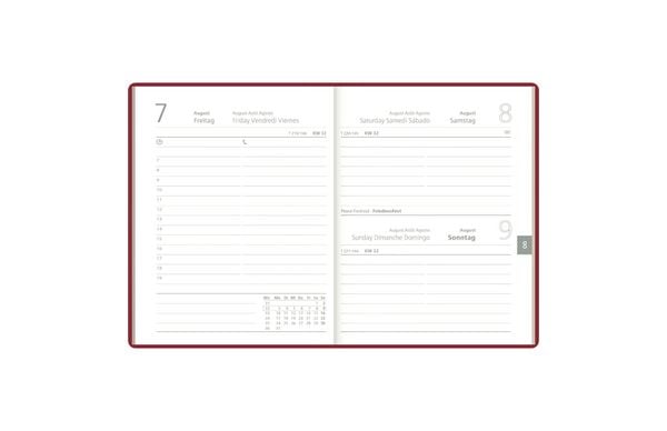 Produktbild: Taschenkalender 1T/1S bordeaux 2027