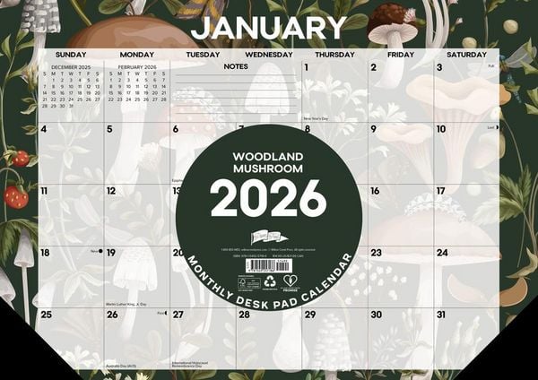 Produktbild: Woodland Mushroom 2026 17 X 12 Small Monthly Deskpad