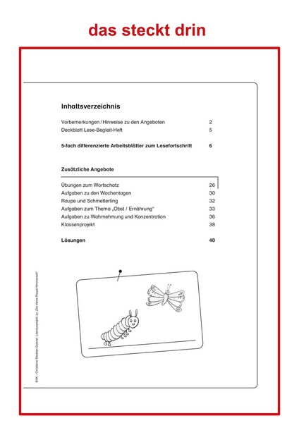 Produktbild: Literaturprojekt zu Die kleine Raupe Nimmersatt