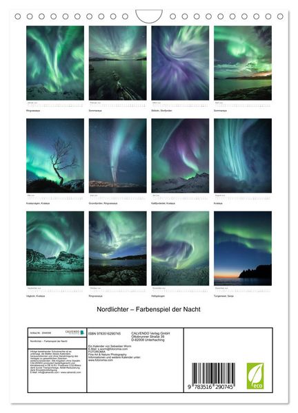Produktbild: Nordlichter &ndash; Farbenspiel der Nacht (Wandkalender 2026 DIN A4 hoch), CALVENDO Monatskalender
