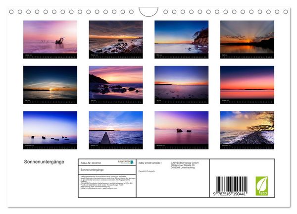 Produktbild: Sonnenunterg&auml;nge (Wandkalender 2026 DIN A4 quer), CALVENDO Monatskalender