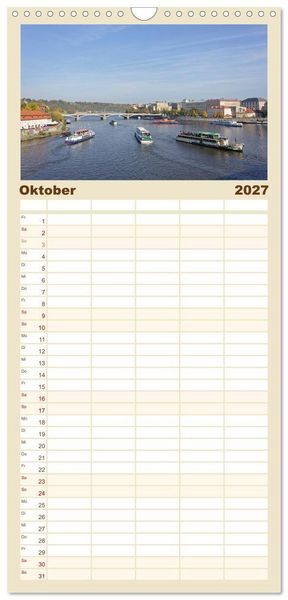 Produktbild: Familienplaner 2027 - Goldenes Prag mit 5 Spalten (Wandkalender, 21 x 45 cm) CALVENDO