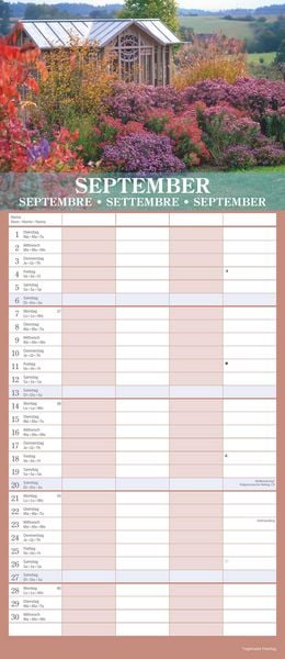 Gärten 2026 Familienplaner - Wandkalender - Familienkalender - 19,5x45