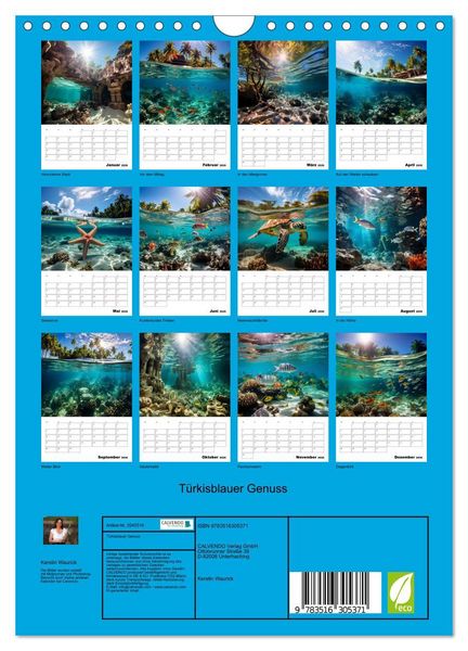 Produktbild: T&uuml;rkisblauer Genuss (Wandkalender 2026 DIN A4 hoch), CALVENDO Monatskalender