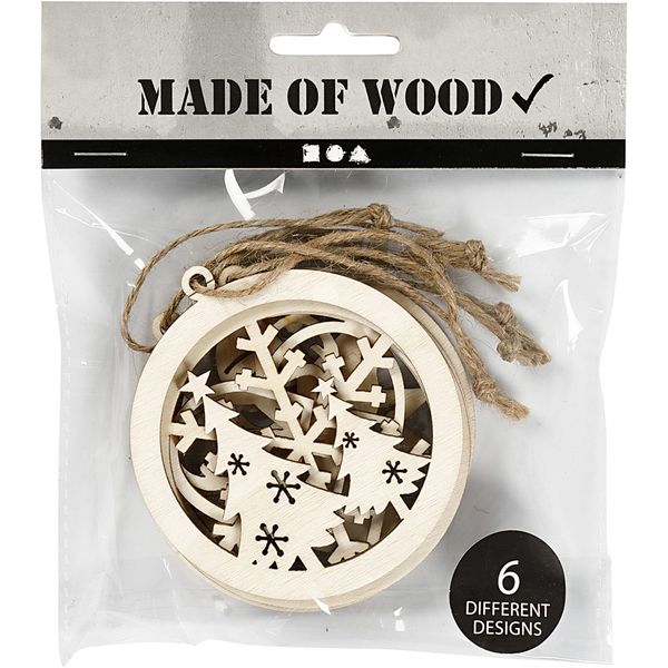 Produktbild: Creativ Company Weihnachtsschmuck, D 8 cm, Dicke 0,3 cm, 6 Stk