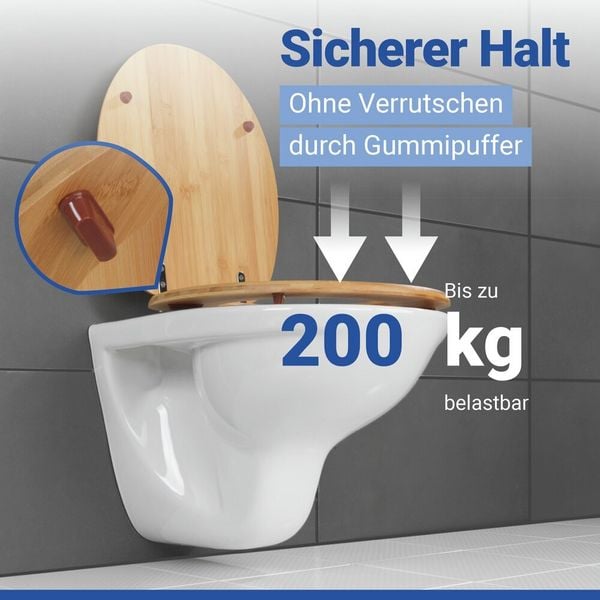 Produktbild: WC Sitz Mod. Bambus, Toilettensitz aus Bambus