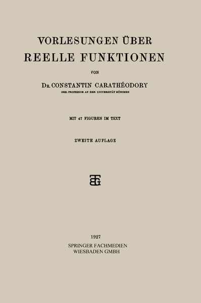 Produktbild: Vorlesungen &Uuml;ber Reelle Funktionen