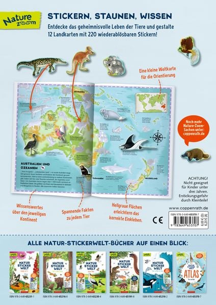 Produktbild: Natur-Stickerwelt - Atlas - Tiere der Welt
